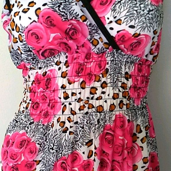 Sun Style Pink Floral Dress. Size S/M - Picture 4 of 9